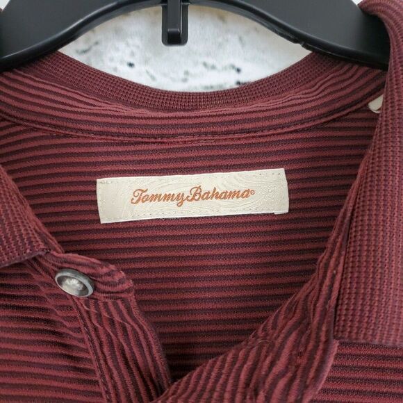 Tommy Bahama Mens Ribbed Maroon Long Sleeve Polo Modal Shirt XL - Picture 6 of 6